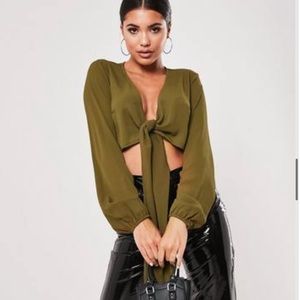 Missguided tie front crop top